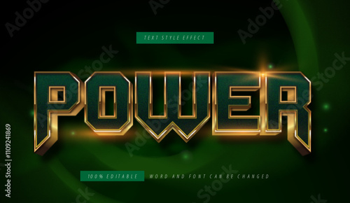 Green Gold power text style effect