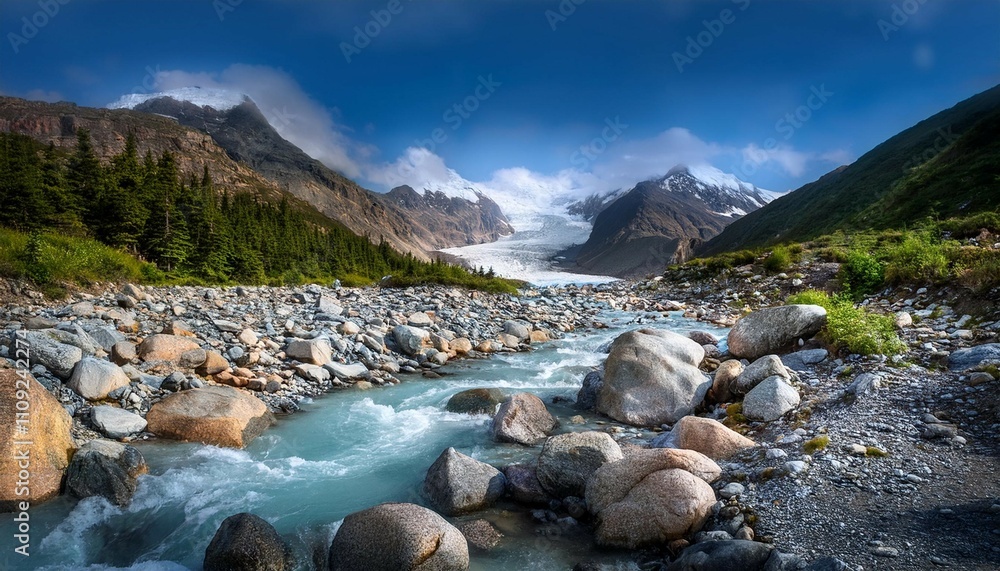 Fototapeta premium glacier stream and rocky terrain
