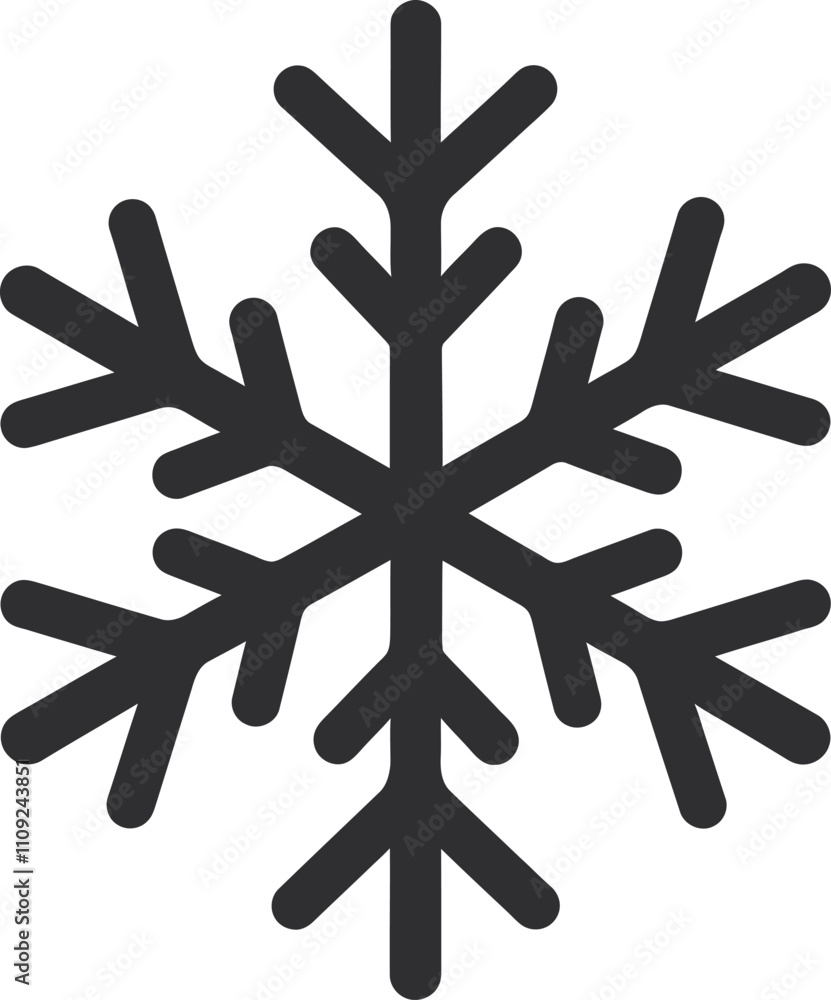 Obraz premium Symmetrical Snowflake Silhouette Vector Illustration