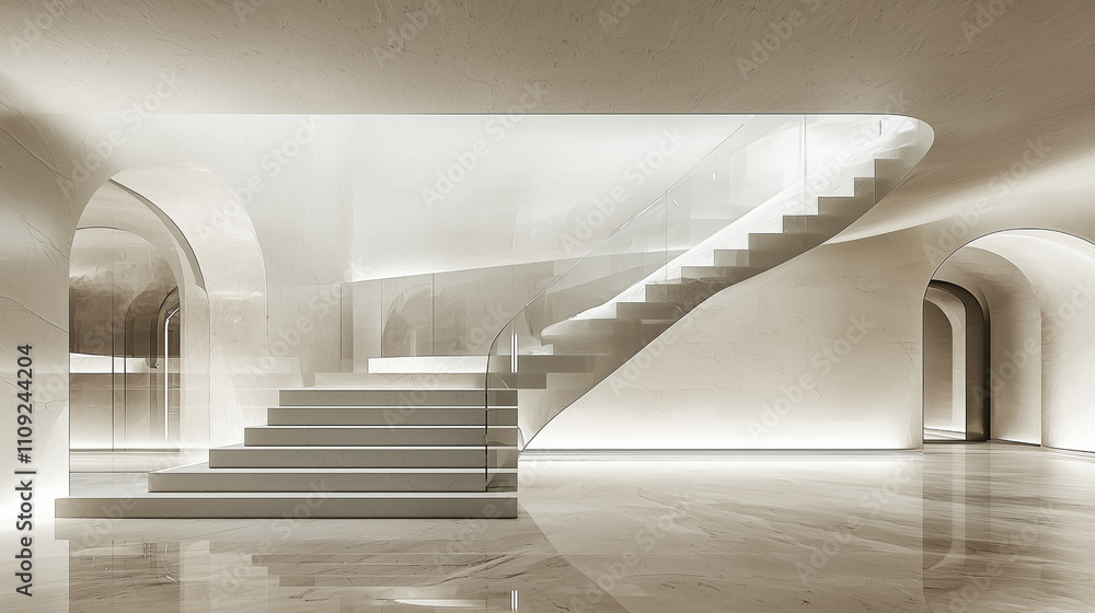 Obraz premium Modern architecture interior. 3D rendered Illustration. Abstract background.