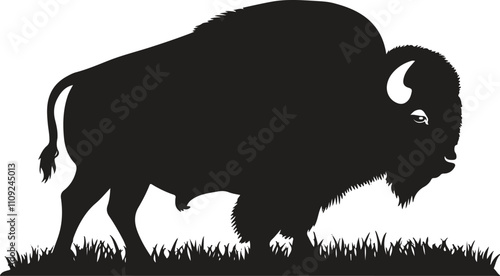 Photography vector illustration of a silhouette bison, animal, silhouette, vector, cow, illu