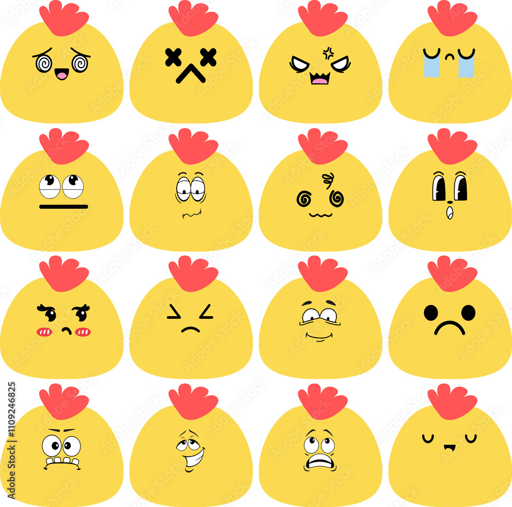 Fototapeta premium Chicken Face Emoji - Set 9 