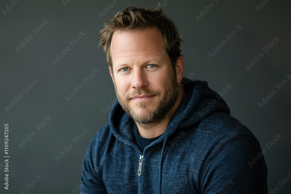Portrait of a Man Wearing a Blue Hoodie Portrait of a Man Wearing a Blue Hoodie