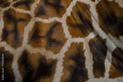 Giraffe fur texture with distinctive brown and tan patterns photo