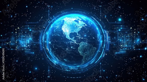 Wallpaper Mural Global Network Digital Earth Futuristic Technology Innovation Connectivity Data World Map Hologram Torontodigital.ca