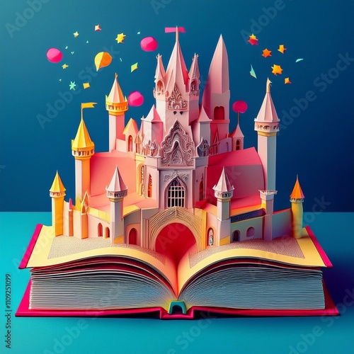 fairy tale castle, fairy tale castle,magic book with wand