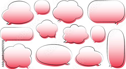 ピンク系のかわいい吹き出しセット