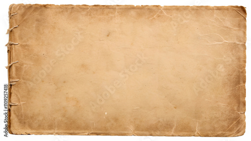 An aged, textured sheet of brown paper with visible creases and worn edges, on transparent background