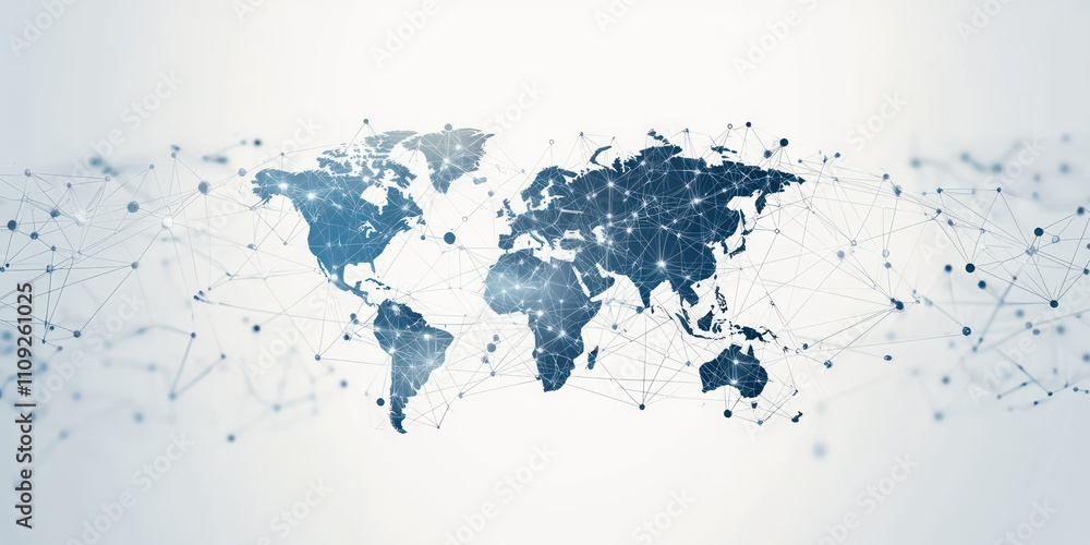 A clean infographic design showing global network connections with icons representing data transfer A clean infographic design showing global network connections with icons representing data transfer