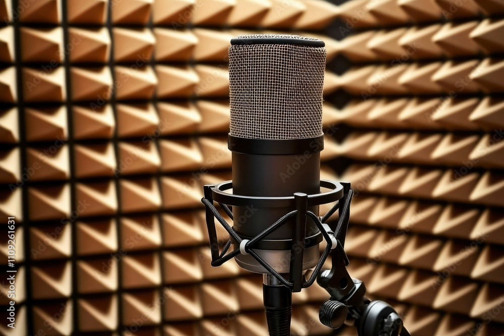 Studio Microphone In Soundproof Recording Booth Studio Microphone In Soundproof Recording Booth