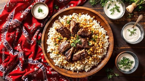 Jarma Osh Kazakh Rice Pilaf with Lamb Ribs and Fermented Grains (Kazakhstan Cuisine) photo