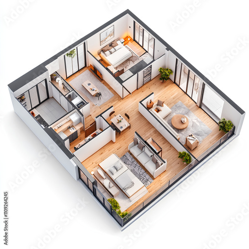 isometric house room plan
