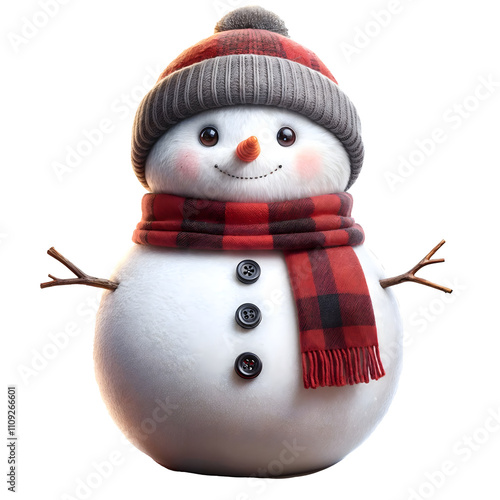 Christmas snowman with a warm smile