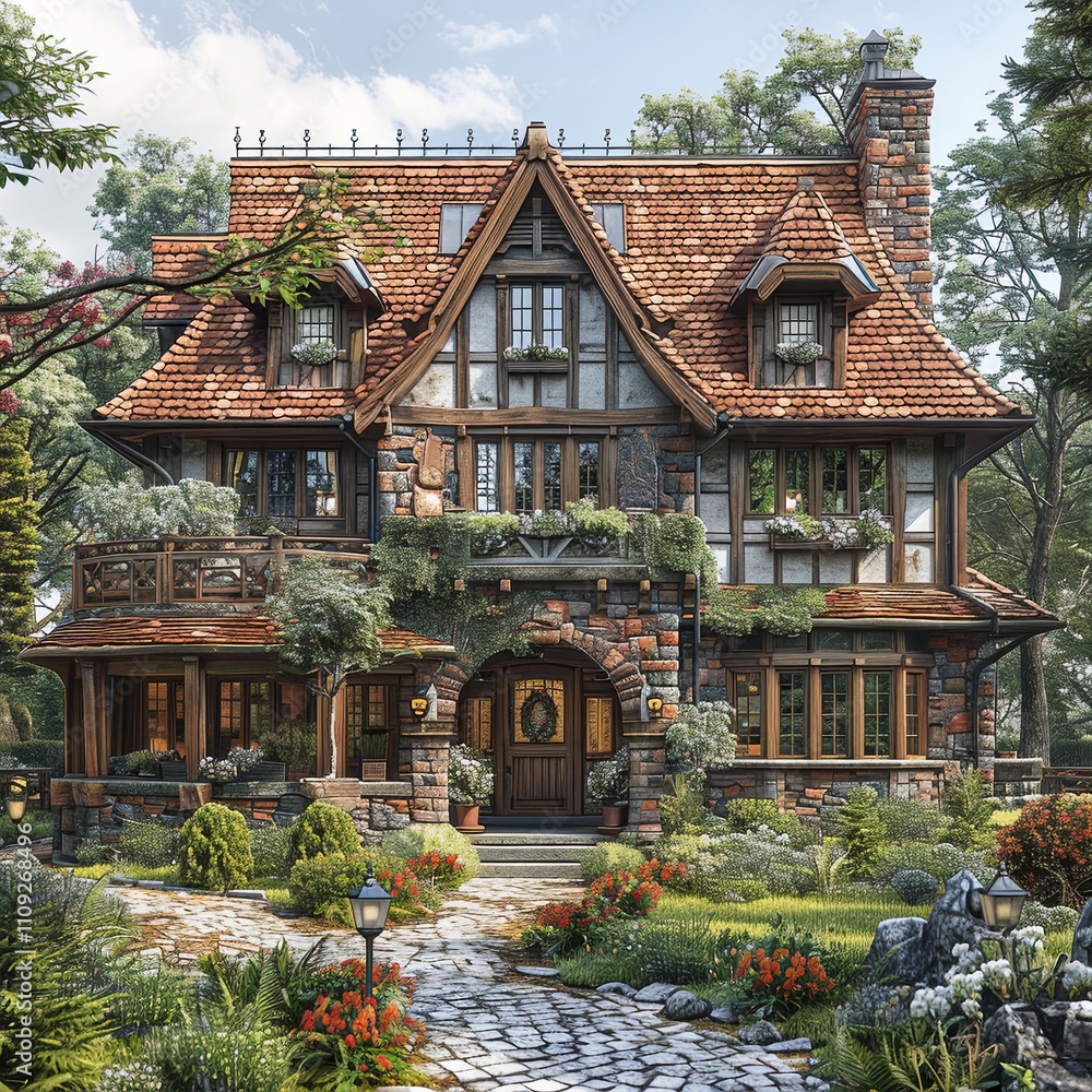 Gothic modern home in a forest setting Gothic modern home in a forest setting