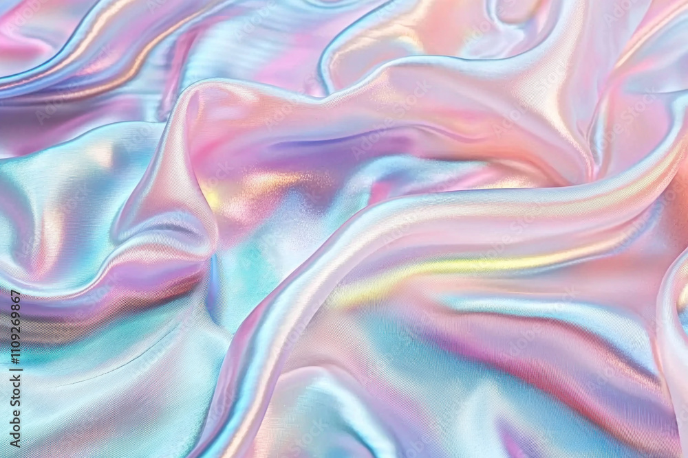 Obraz premium Iridescent pastel holographic fabric texture background.