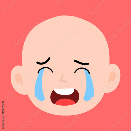 variant face expression human. bald man with many expressions cartoon character
