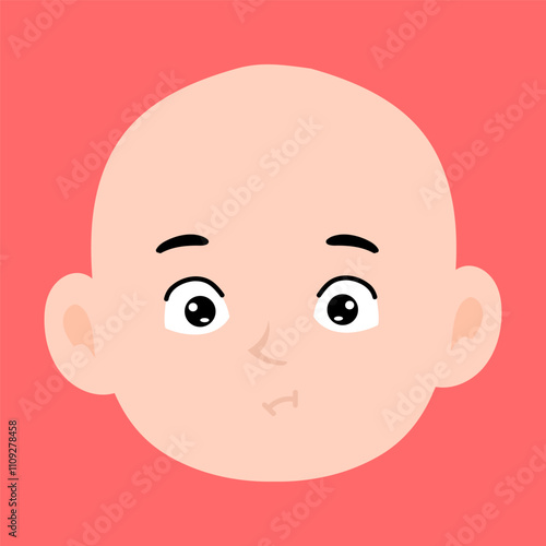 variant face expression human. bald man with many expressions cartoon character
