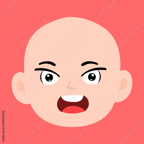 variant face expression human. bald man with many expressions cartoon character