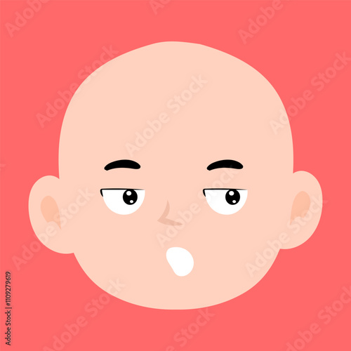 variant face expression human. bald man with many expressions cartoon character