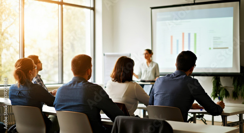 Business Professionals Engaged in a Modern Office Presentation