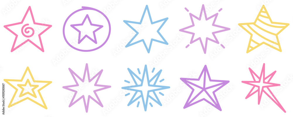 Obraz premium Cute Star Drawing Set