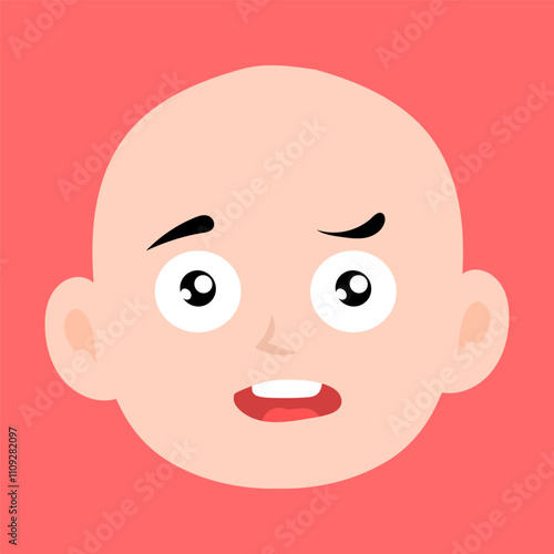 variant face expression human. bald man with many expressions cartoon character