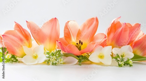 Wallpaper Mural Tulips in bloom isolated on white. Torontodigital.ca