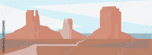Wild West Scene with Canyons and Desert
