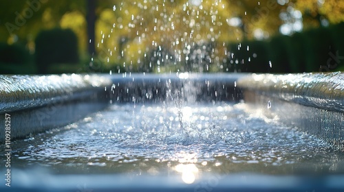 Wallpaper Mural Sunlight glistening on water fountain with bokeh background Torontodigital.ca