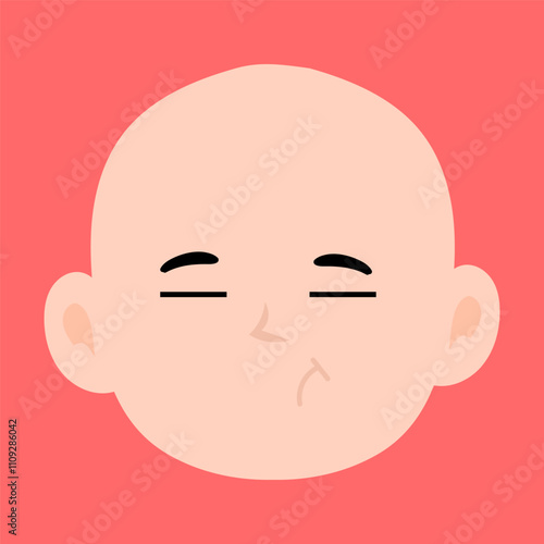 variant face expression human. bald man with many expressions cartoon character