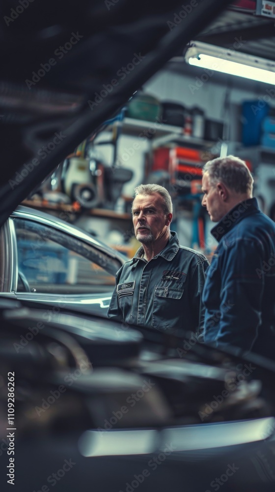 Expert Mechanics Collaborating in a Busy Garage Environment for Improved Vehicle Maintenance and Repair Solutions Expert Mechanics Collaborating in a Busy Garage Environment for Improved Vehicle Maintenance and Repair Solutions