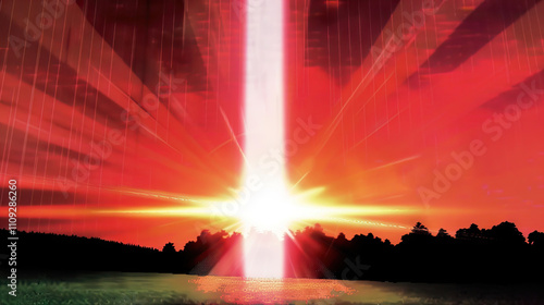 Sun Pillar: The Vertical Shaft of Light Extending from the Sun - Picture a scene where a sun pillar forms, with a vertical shaft of light extending upward from the sun photo