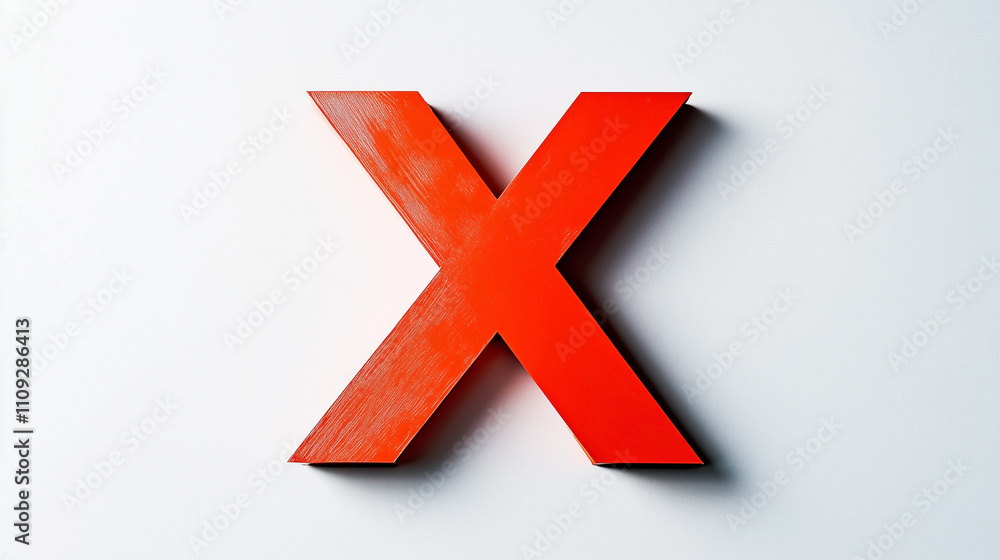 Obraz premium The letter X is red and has a white background