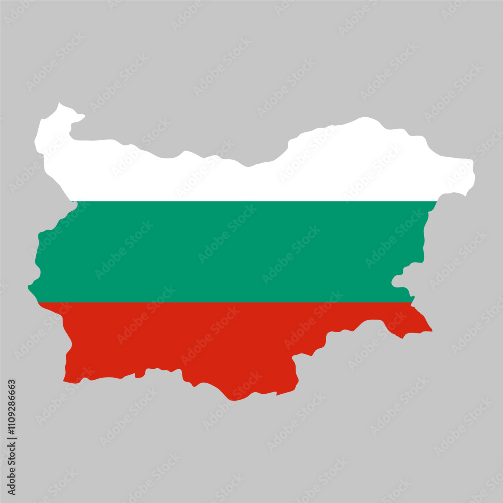 Bulgaria outline of map on background of national flag Bulgaria outline of map on background of national flag