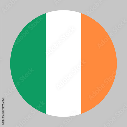 Ireland flag, circle frame, round icon