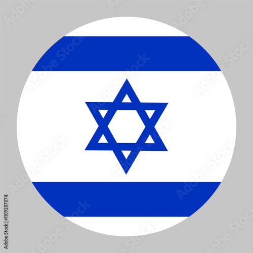 Israel flag, circle frame, round icon