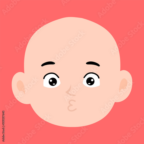 variant face expression human. bald man with many expressions cartoon character
