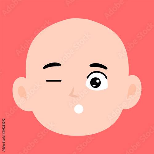 variant face expression human. bald man with many expressions cartoon character