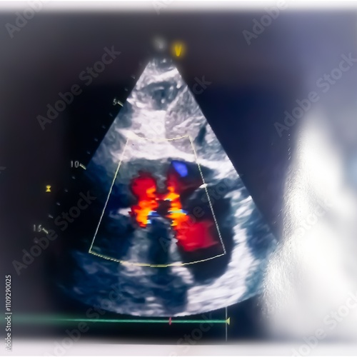 Color Doppler echocardiography, Lutembacher syndrome, TR with pulmonary hypertension.