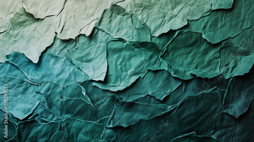 Layered green textured paper with gradient tones