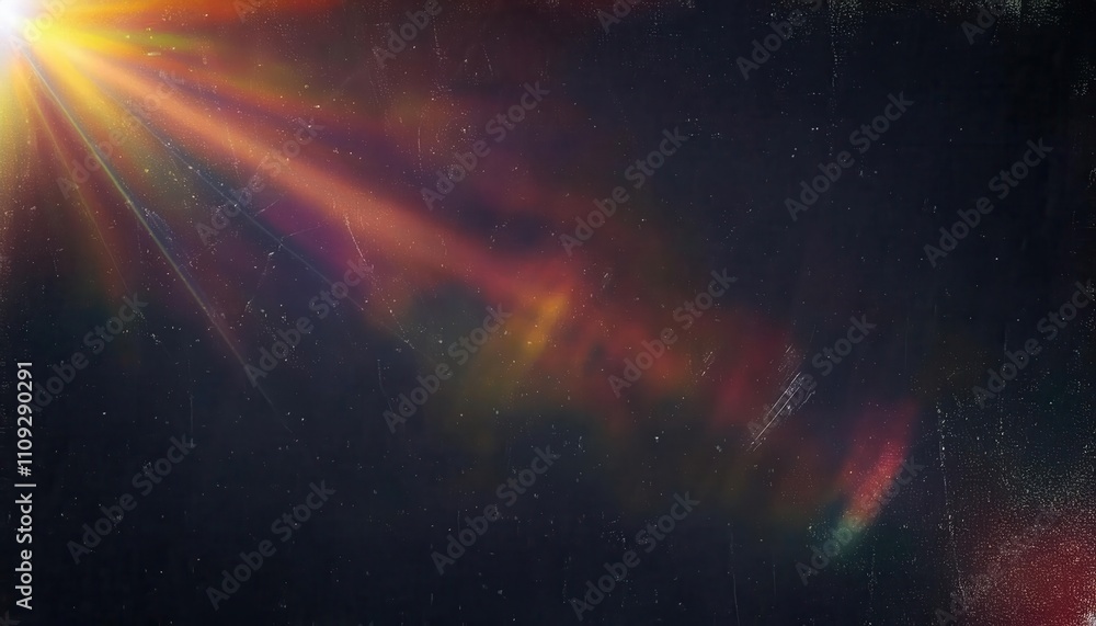 Obraz premium Cosmic Radiance. Abstract Rays of Light Breaking Through the Darkness with a Vintage Texture Effect, Capturing a Sense of Mystery, Hope, and Infinite Possibilities in a Starry Void