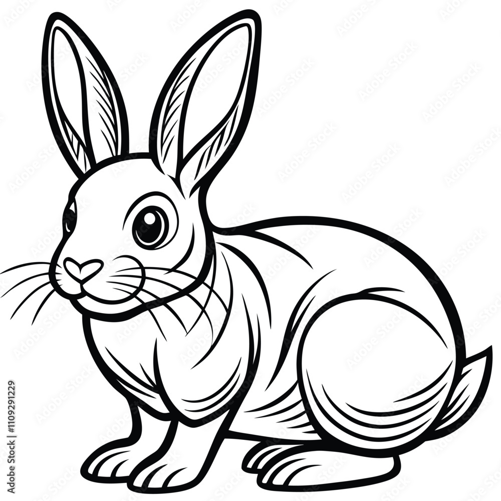 Obraz premium rabbit cup coloring page, outline, silhouette, vector 