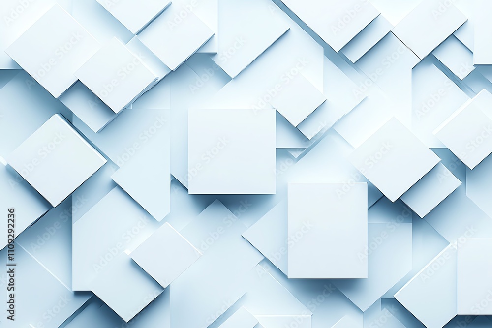 Obraz premium A clean and modern abstract background featuring overlapping geometric shapes in soft blues and whites. Ideal for contemporary designs, business presentations, and digital art.