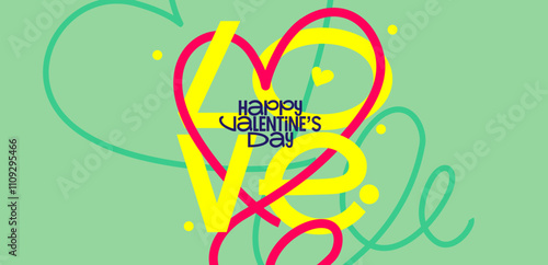 Vivid turquoise Valentine's Day design featuring a stylish character with a heart motif, floral background, and bold modern typography for Feb 14.