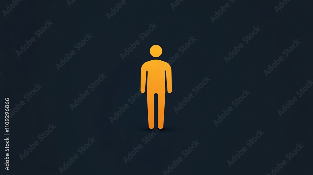 Pictogram representation of a standing person in a minimalist style on a dark background Pictogram representation of a standing person in a minimalist style on a dark background