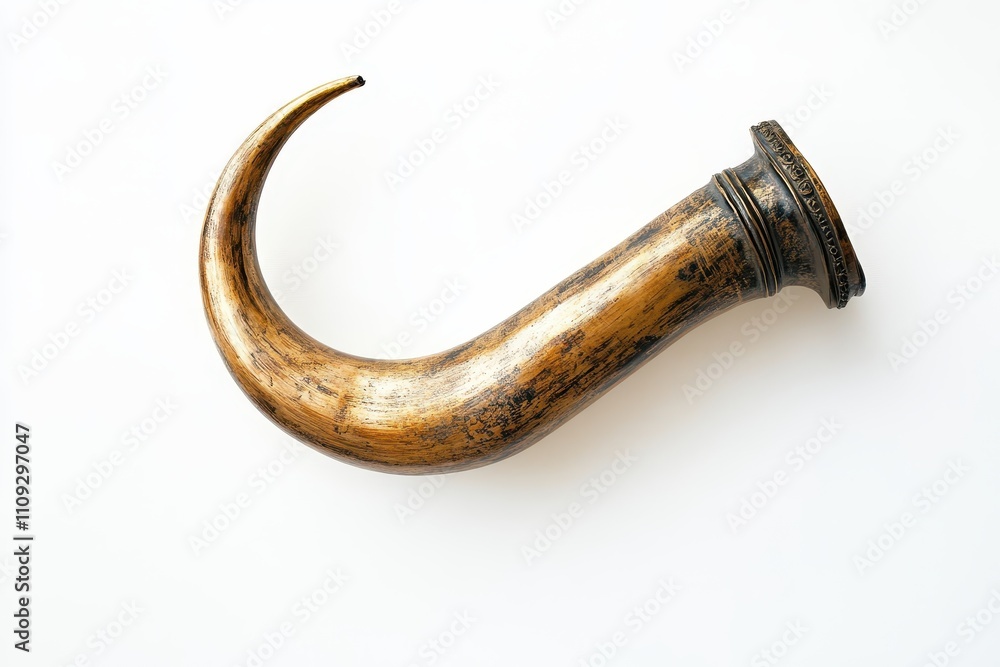 antique bronze trumpet on white background antique bronze trumpet on white background