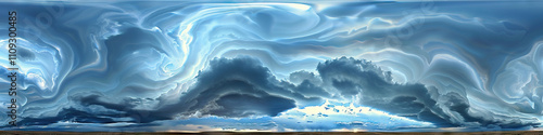 Undulatus Asperatus Clouds: Wave-Like Cloud Formations with Asperitas Characteristics - Visualize a scene where undulatus asperatus clouds form photo