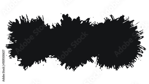 Black paint splash on a transparent background representing artistic creativity and expression