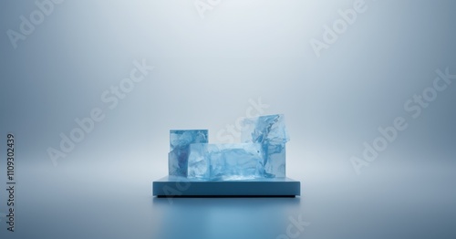 Icy Blue Cubes Minimalist Product Display 