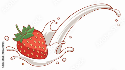 The aesthetics of simplicity: strawberries and milk on a white background are a temptation for the eyes.
